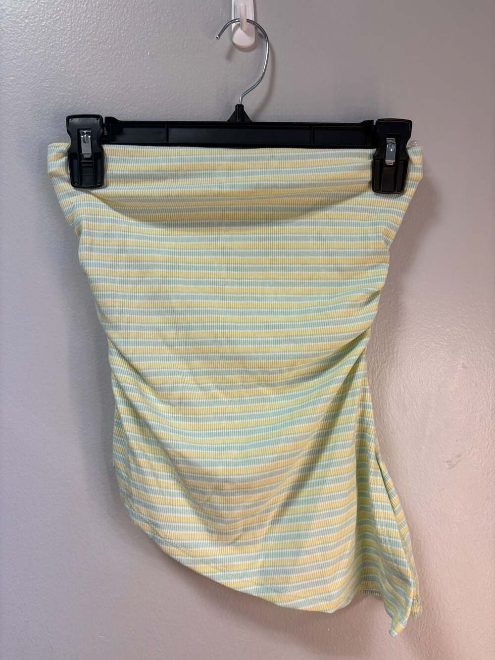 Dee Elly Striped Ribbed Tube Top in Yellow and Mint, Size XS